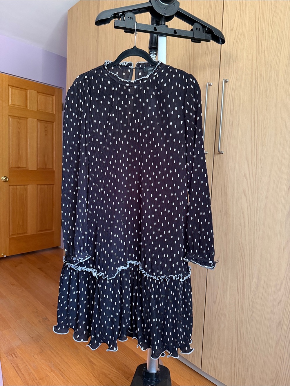 J. Crew Black Dress with White Dot Print